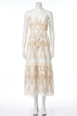 NEW STRUT & BOLT crochet lace maxi dress in white/beige